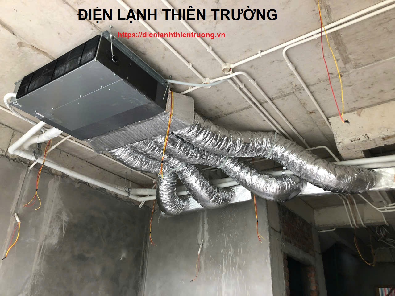 thi công điều hòa âm trần nối ống gió
